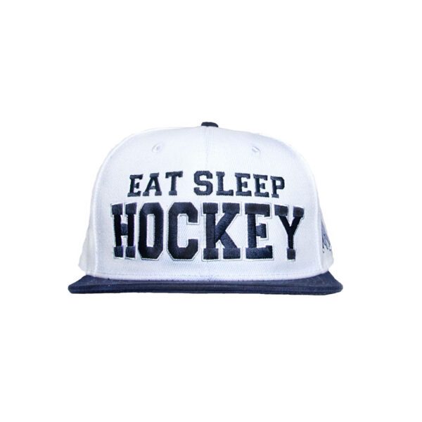 Eat Sleep Hockey Snapback White
